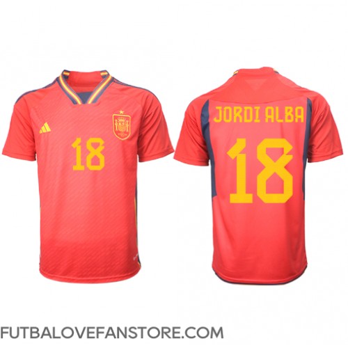 Španielsko Jordi Alba #18 Domáci futbalový dres MS 2022 Krátky Rukáv